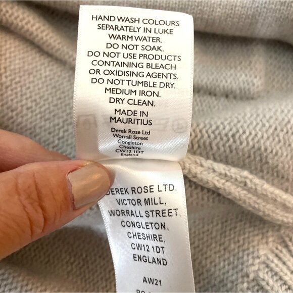 Derek Rose Nina Women's 100% Cashmere Cardigan Sweater Cream Open Pockets Size L - Picture 5 of 7